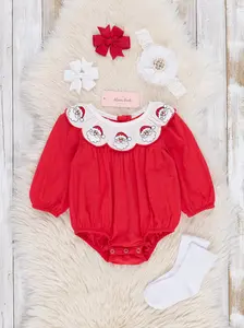 Cotton Santa Smocked Bubble Romper