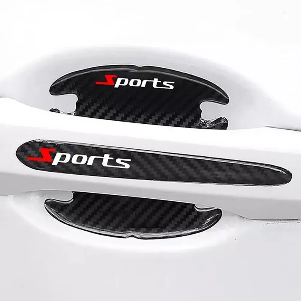 Car Door Bowl Protective Sticker, Carbon Fiber Pattern Car Anti-collision Strip Decoration, Car Door Handle Sticker, Anti-scratch Car Door Adhesive St