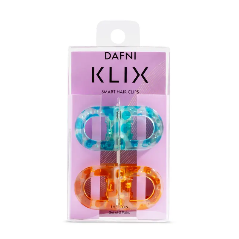 DAFNI KLIX Magnetic Hair Clips Set of 2 - The Icon: Tropical Sunset Seamless Connection with Exclusive Sticky Pad for Mirrors - Strong Magnetic Hold No Slipping No Tugging