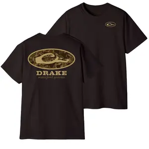 Drake Waterfowl Systems Brown Camo T-Shirt – Unisex Cotton Duck Hunting Graphic Tee, Outdoor Southern Lifestyle Shirt  Menswear