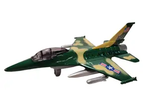 TAI TUNG 7.5 Inches FLY TIGER 4th GEN Jet Fighter Die Cast Metal & Plastic Green Model with Openable Canopy for Imaginative Play