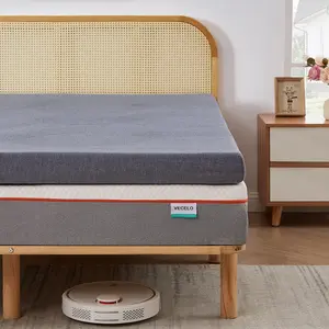 VECELO 4 Inch Gel Memory Foam Mattress Topper  for Pressure Relief Premium Soft Cooling Sleep Non-Slip Design Bed Topper with Removable Washable Cover Ventilated High Density Pad Twin Full Cal King Size Gray