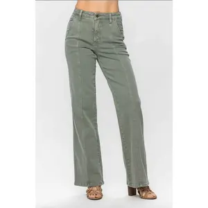 Judy Blue Front Seam Straight Fit Jeans - Sage