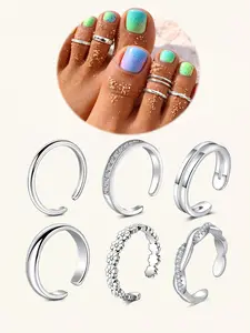 Hypoallergenic Stainless Steel Toe Ring, Women's Zircon Inlaid Foot Ring, Adjustable Open Design, Ideal for Parties and Summer Fashion, Open Adjustable Rings