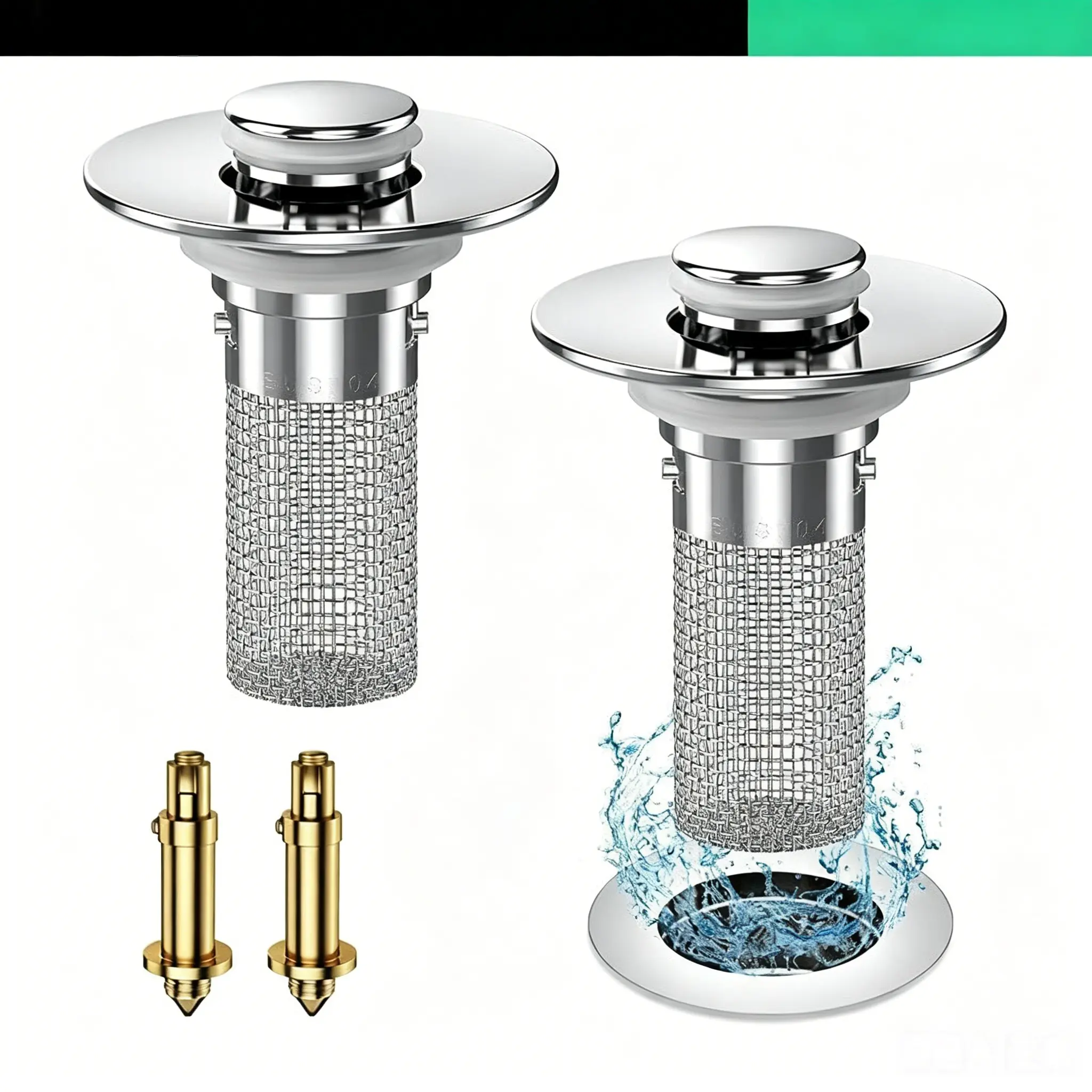 Bathroom Sink Stopper Hair Catcher, Universal Pop Up Sink Drain Filter with Stainless Steel Filter Basket, Bathroom Sink Drain Strainer
