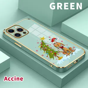 Soft TPU Phone Case for iPhone  17 15 Pro Max 16 14 Plus 13 12 11 X XS Max XR Doggy Christmas Delight Electroplating TPU Anti-Slip Bumper Shockproof Cover Gift