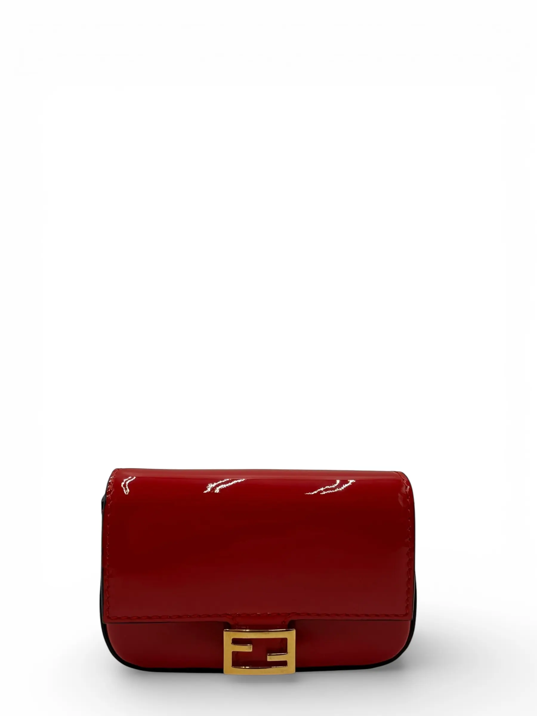 Pre-owned FENDI PATENT LEATHER Small Leather Goods BAGUETTE RED BAG CHARM