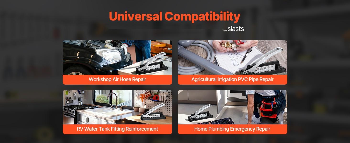 Heavy Duty Hose Ferrule Crimping Tool With Five Die Holes And A 0.44 To 0.63 Inch Crimping Range For PVC, Rubber And Air Hoses, Bench Mount Crimper For Repair, Assembly And Maintenance, Ferrules Not Included