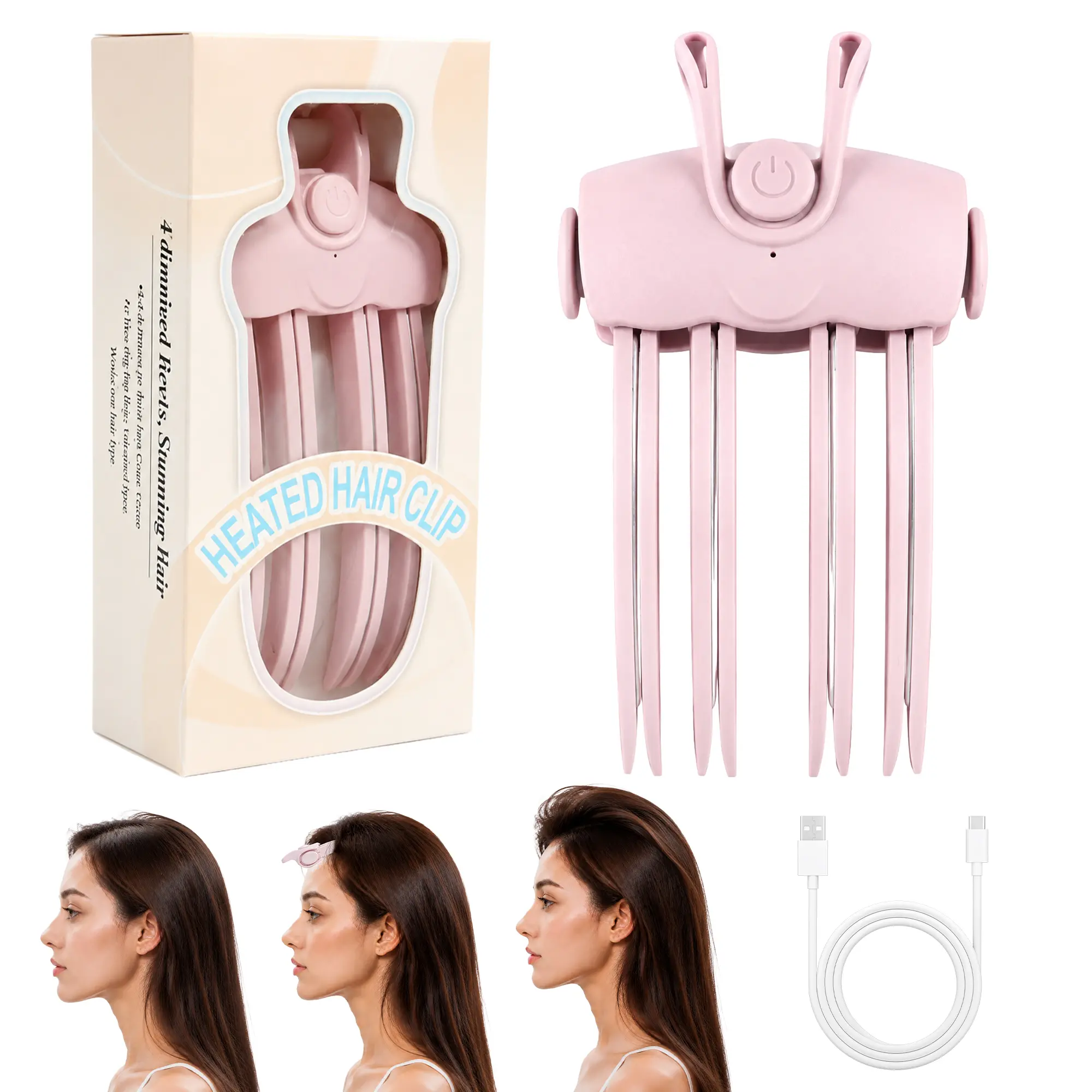 Heated Hair Root Lifter Brush,2-Temp Warm Settings, Rechargeable Portable Volumizing Tool for Fine Flat Hair, Easy-to-Use Styling Gift for Women