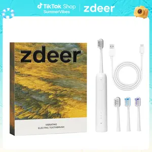 zdeer Oscillating Sonic Electric Toothbrush with 3 BrushHeads,3 Modes 3 Intensity Settings ,Traveling Partner vibrate brush White vibrate brush