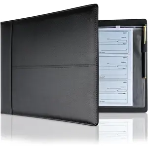 Professional 7 Ring Business Checkbook Binder,  PU Leather Organizer for 3-On-A-Page Checks,  for Business and Personal Finances, Fits 9x13 Inch Sheets, 600 Check Capacity
