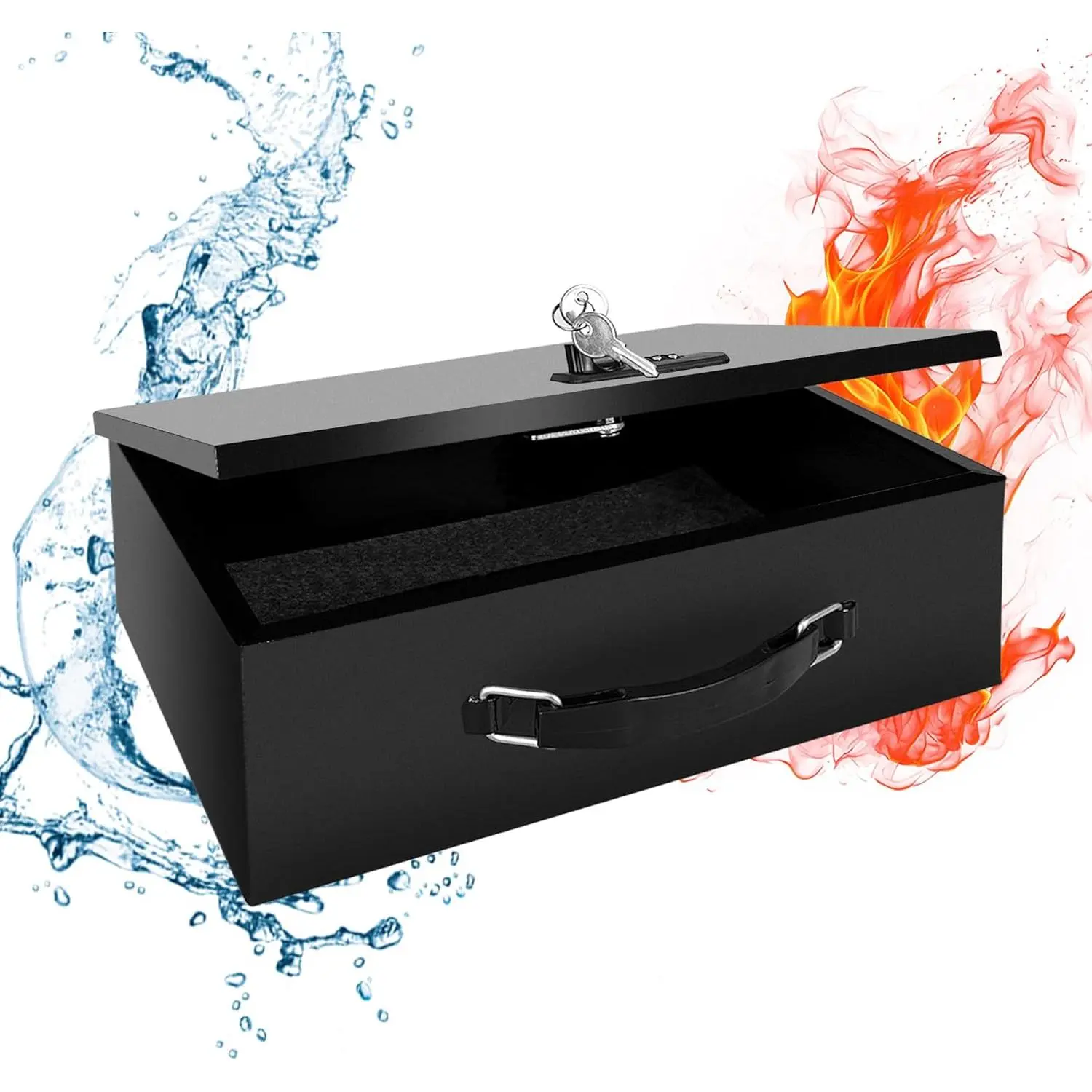 Fireproof Lock Box with Key and Combination Lock, Fire Safe Document Box, Portable Fireproof  Safe for ,Office,Travel, Secure Storage for Documents,,Passport,
