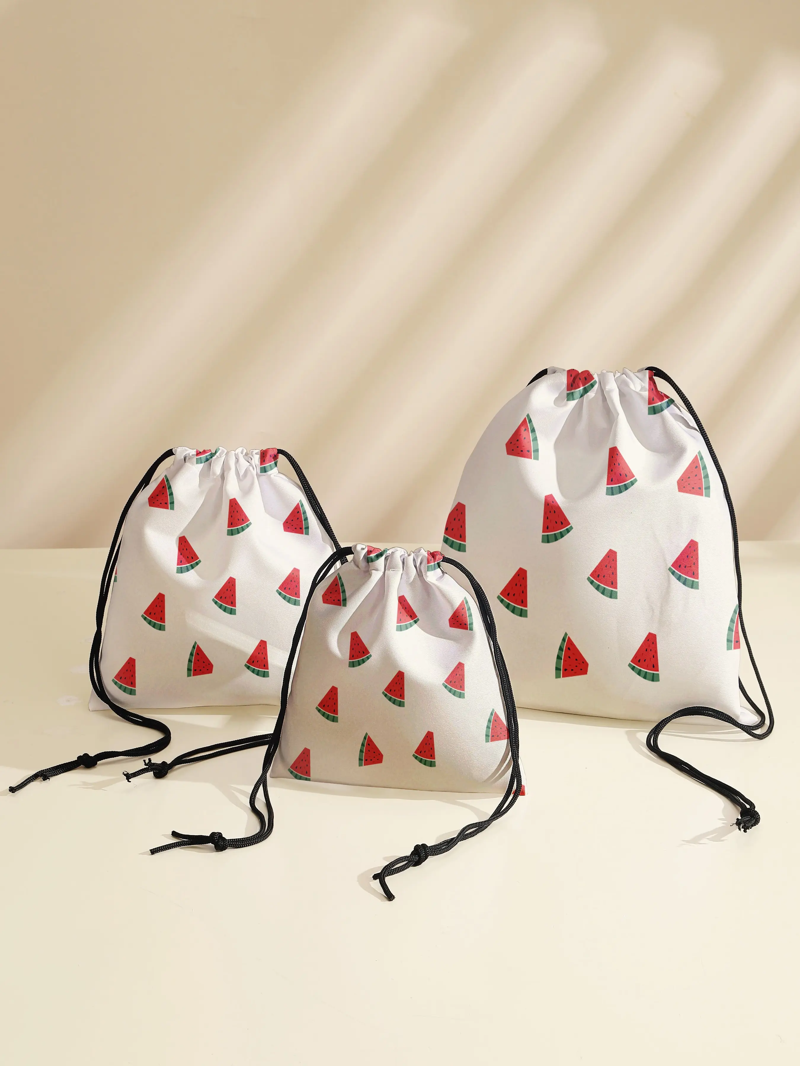 Watermelon Pattern Print Drawstring Bag, Multi-Purpose Storage Bag, Portable Travel Dustproof Bag, Mommy Diaper Bag, Jewelry Cosmetic Gift Bag, Lightweight, Portable Storage Bags