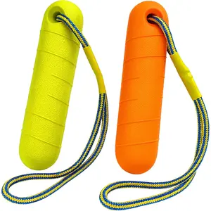 Floating  Toys (2 Pack) - EVA  Bumper Throw Stick for Water  Fetch & Retrieving, High Visibility Orange & Green with Rope Handle, Ideal for Beach, Diving, Pool & Outdoor Play