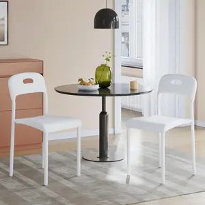 Dining Chairs, Stackable Modern Kitchen Chairs, Plastic Dining Room Chair with Metal Legs, Easy Assembly, Waterproof & Stain-Resistant, Suitable for Indoor and Outdoor