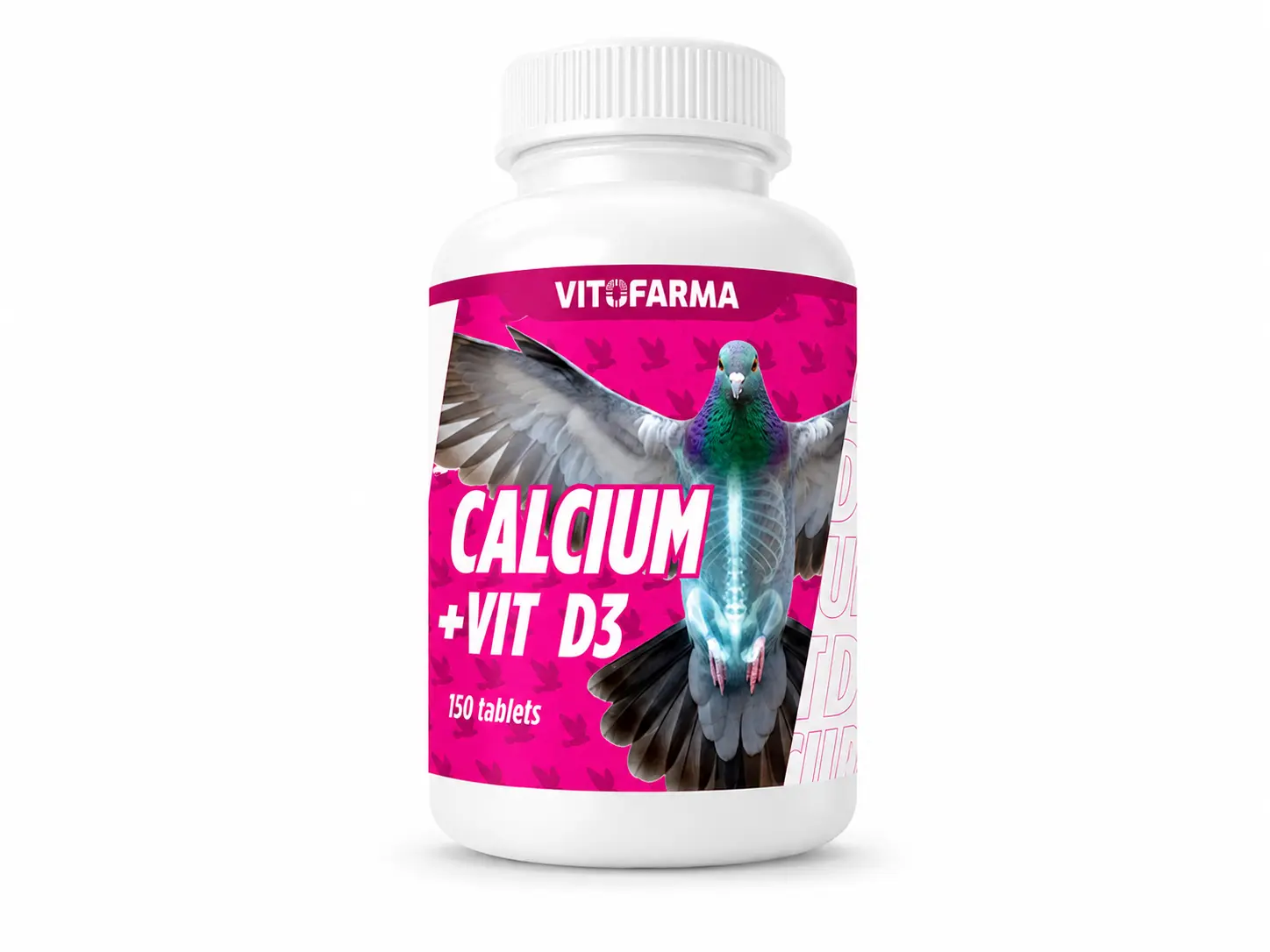 Vitofarma Bird Vitamin D3 with Calcium Tablets, Daily Use Nutritionals for Pigeon Bone Health, 150-Count Bird Healthcare Supplement