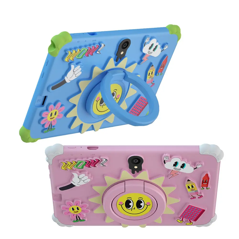 7 Inch Kids Tablet Sunflower Quad Core Android, 1024x600 Dual Camera WiFi Bluetooth-compatible, Shockproof Case Parental Control, Ideal Gift