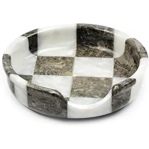 Marble Spoon Rest for Stove Top Checkered Kitchen Utensil Holder Coffee Bar Accessory White Grey