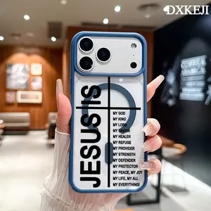 Christian Jesus Cross Pattern Magnetic MagSafe Phone Case for iPhone 17 Air/16 Pro Max 15 Pro 14 13 12 11 Plus Lightweight Shockproof Slim Protective Cover Supports Wireless Charging Case Casing