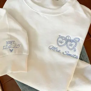 Personalized Bride Sweatshirt, Custom Future Mrs. Embroidered Crewneck, Engagement Gift, Wedding Last Name Sweatshirt, Bridal Shower Outfit