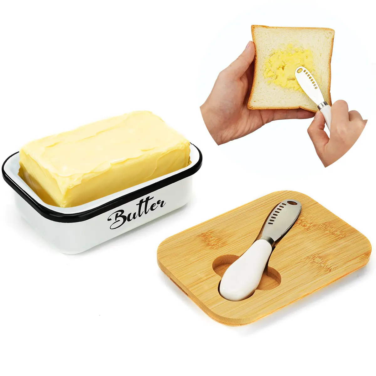 Large  Stainless Steel Butter Dish  with Lid - Lead-Free Durable Knife, Scratch-Free Filament Silicone Seal, Storage, Everyday Dishwasher-Safe Easy-Clean Kitchenware for Safer Eating Environment, Ideal Gift for Butter Lovers