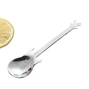 Guitar-Shaped Stainless Steel Spoon, Tea Scoop - Perfect for Coffee, Tea, Desserts | Durable, Stylish Cutlery Tableware for Music Enthusiasts