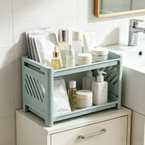 Rectangular Bathroom Storage Shelf – Multi-Purpose Organizer for Bathroom, Desk, Cosmetics & Stationery