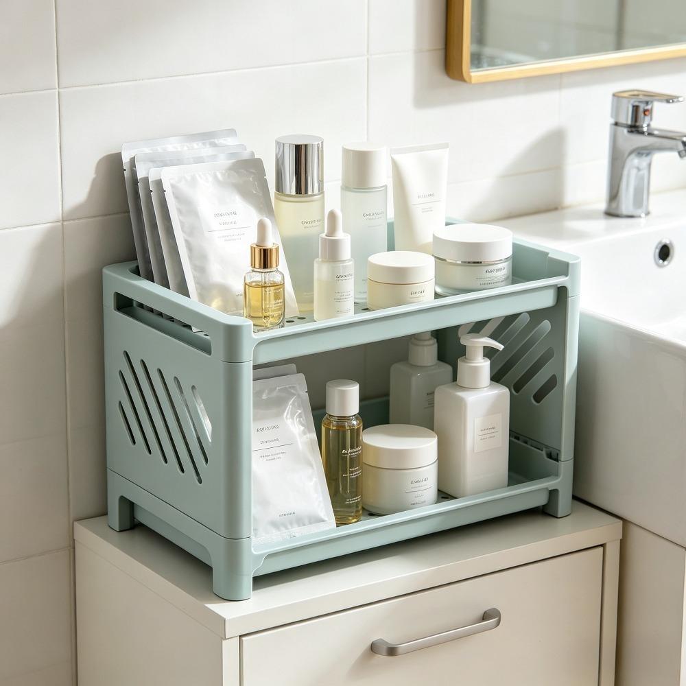 Rectangular Bathroom Storage Shelf – Multi-Purpose Organizer for Bathroom, Desk, Cosmetics & Stationery