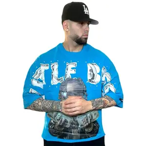Oversized Streetwear Pullover Aqua Graphic – Heavy Cotton Premium Fit