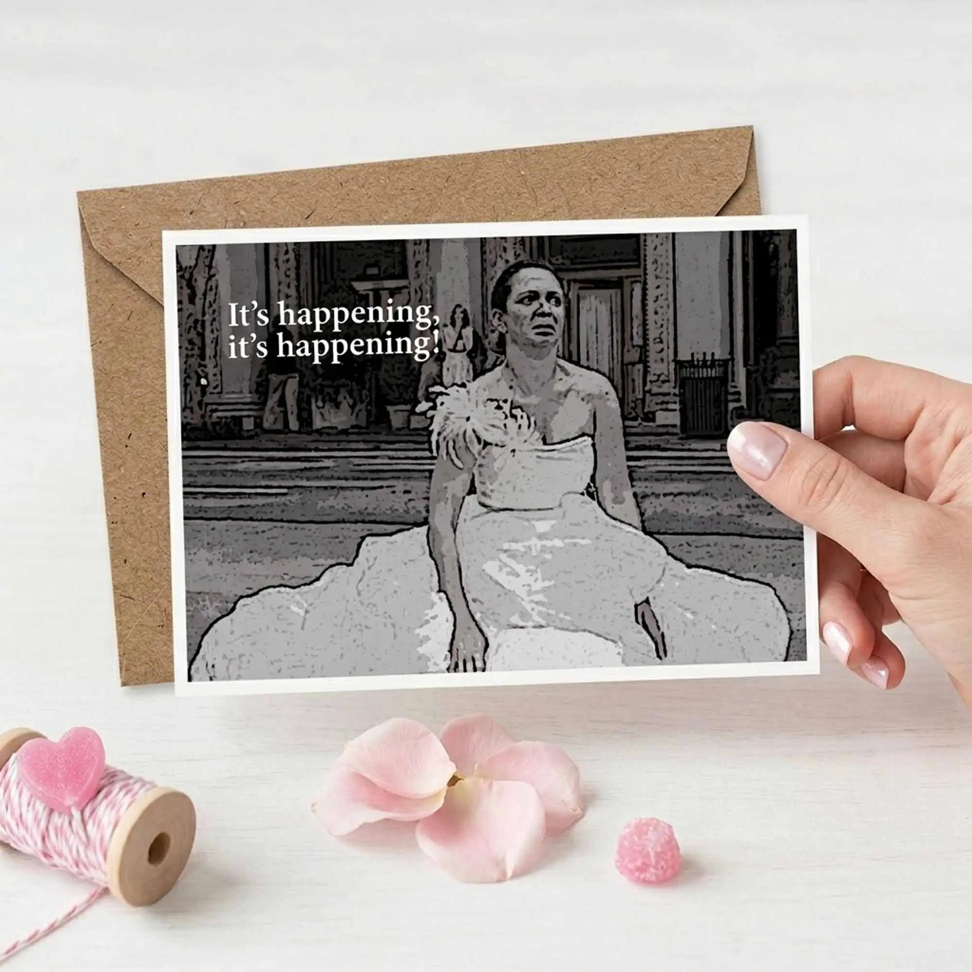 It's Happening Bridesmaid Proposal Card - Funny Pop Culture Card for Wedding Party - Wedding Bridesmaid Invitation Card - Greeting Card For Movie - Funny Cards