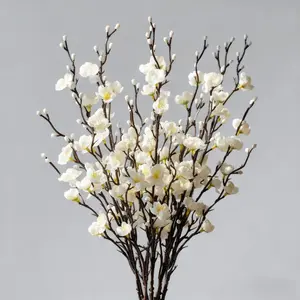 12/24pcs Plum 21.7'' Wintersweet Plastic Faux Home Hotel Wedding Party Garden Centerpieces All Season Decor Vase Included Cherry Eternal Party Ornaments flores amarillas Artificial Flowers Bouquet White room decor for girls flower bouquets bouquet