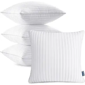 18x18 Pillow Inserts, Firm and Decorative Throw Pillows for Couch Sofa Bed, Down Alternative with 100% Cotton Cover Pack of 4