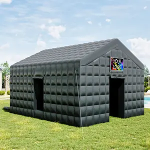 【Ships in 2 Boxes】Amerlife Large Black Inflatable Night Club Tent with 2 Side Doors, with Logo Area Gazebo Event House for Wedding Birthday Backyard Party- Ships in 2 Boxes