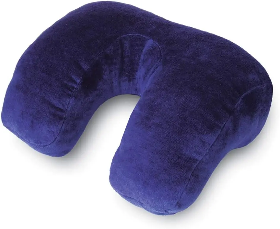 Brownmed IMAK Ergo Happineck Structured Travel Neck Pillow - Blue, Neck Care, Compact, Lightweight, Plush Terry Cover Bedding Pillow, Travel Neck Pillows