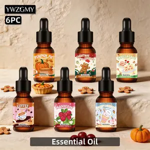 YWZGMY 6PC baking fragrance essential oils, Aromatherapy scented oils, Scented home fragrance, 10ML per bottle, pumpkin pie and christmas cookies fragrance, for scented candle making, humidifier, diffuser, and car air freshener, gifts