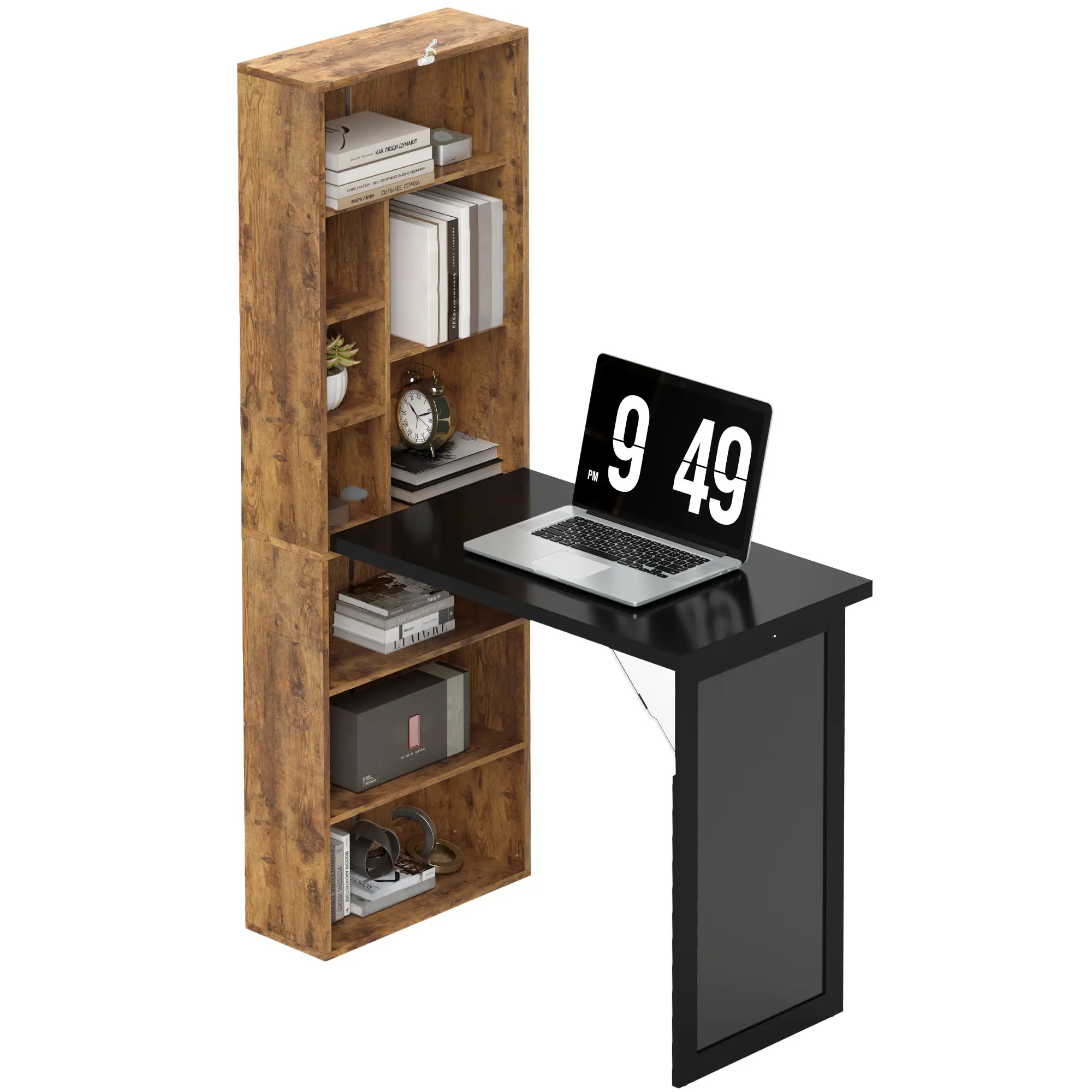 Practical wall-mounted convertible workstation desk with front chalkboard and anti-tipping design ideal for writing reminders and temporary dining use
