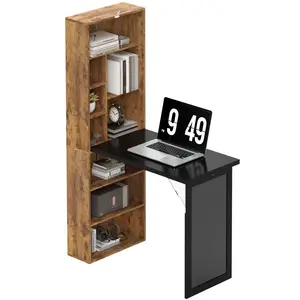 Practical wall-mounted convertible workstation desk with front chalkboard and anti-tipping design ideal for writing reminders and temporary dining use