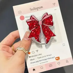 Red Bow Magsafe Grip, Magnetic Holder with Aesthetic Design, Secure Attachment for iPhone, Gift for Valentine