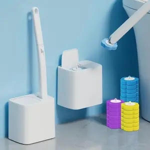Disposable Toilet Brush Set with Automatic Flip Cover Hygienic Bathroom Cleaning Tool Replaceable Heads Smart No-Touch System Easy Clean Home Essential for Everyday Use