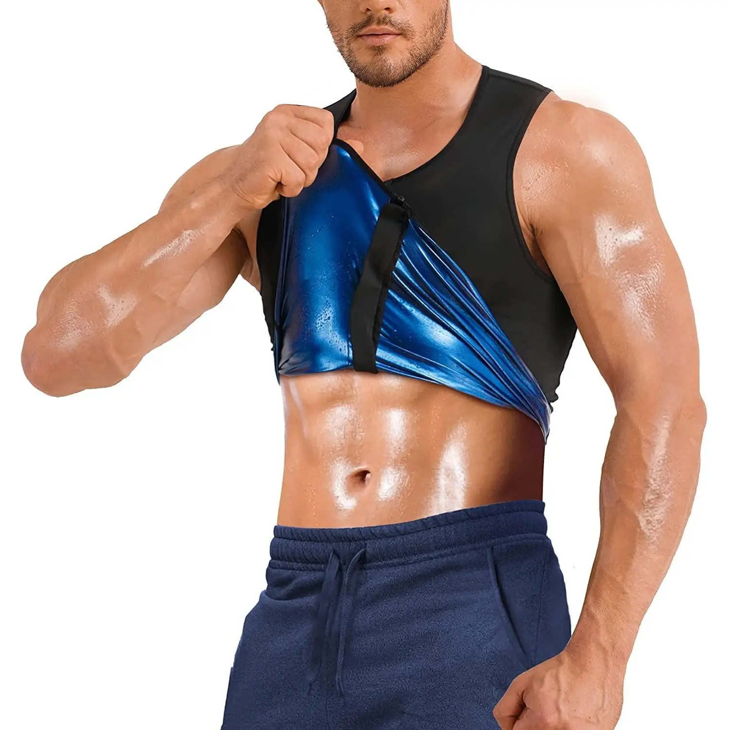 Women's Compression Zipper Sporty Vest - Sleeveless Activewear, Breathable Zip-Up Tank Top for Core Support, Gym Training Shapewear