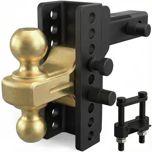 TYT HD-2 inch Receiver Adjustable Double Hitch, 6" Drop/Rise Tow Hitch with Dual Balls (2" & 2-5/16"), 14,000 lbs GTW, 1,400 lbs TW, Includes Two Pin Locks & Hitch Tightener