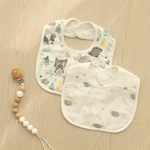 Random Color Baby Bibs, 10pcs/set Cute Cartoon Pattern Bib, Soft Absorbent Bibs with Adjustable Bib Straps for Baby Boys & Girls, Newborn Baby Essentials