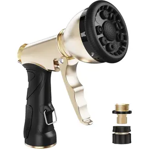 RainPoint 9-in-1 Pro Garden Spray Nozzle - Leak-Proof, Ergonomic Grip, Jet to Mist Modes, Water Flowers, Clean Patio, Bathe Pets (Black)