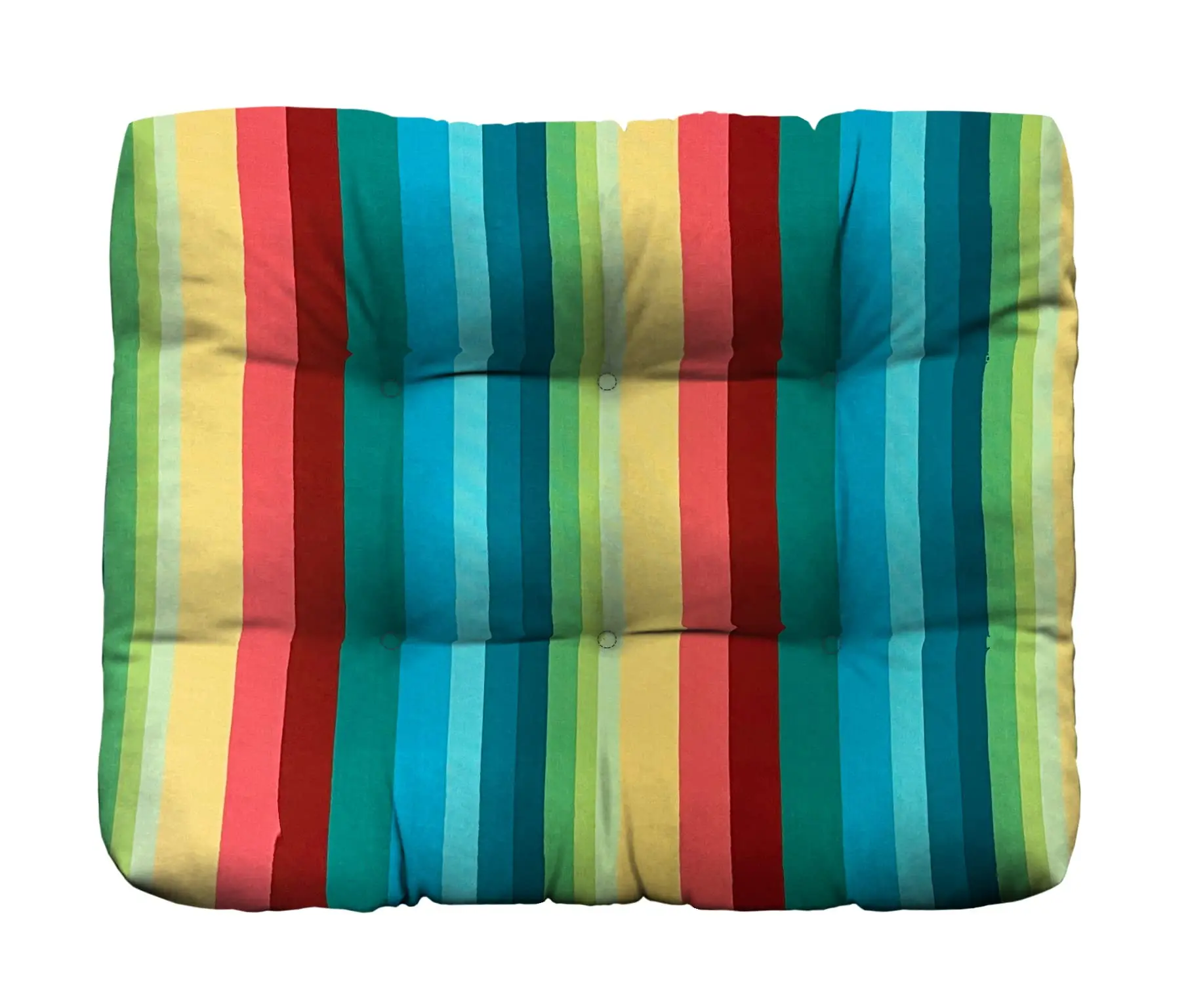 RSH Decor Tufted Cushion for Patio Furniture Replacement with Water-Resistant Spun Fabric 21" x 17" Braymont Multi Color Stripe