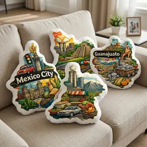 Mexican Map Pillow Double-Sided Printed Geographic Country Shape Cushion for Couch Sofa Living Room Home Decor Funny Travel Souvenir Gift for Adults Kids Ultra-Soft Velvet Cover Plush Polyester Filling