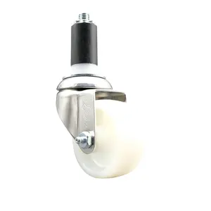 212 MAIN SCC-SS316EX20S314-NYS-138 Low Friction Nylon Swivel Stem Caster, 316 Stainless Steel, 3 in. White Nylon Wheel, 1.38 in. Expanding Stem, Swivel Type