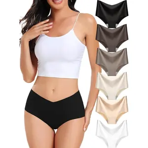 Women's Seamless No-Show Bikini Underwear Comfortable Stretch Invisible Hipster Panties for Everyday Wear 6PACK