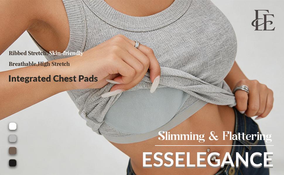 EssElegance Ribbed Workout Tank Tops for Women with Built in Bra Tight Racerback Scoop Sports Tank Neck Athletic Top for Summer And All Seasons Womenswear Bras EssElegance Ribbed Workout Tank Tops for Women with Built in Bra Tight Racerback Scoop Sports Tank Neck Athletic Top for Summer And All Seasons Womenswear Bras