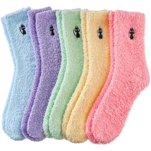 5 Piece Half Velvet Floor Socks Microfiber Winter Warm Slipper Socks Beauty & Personal Care