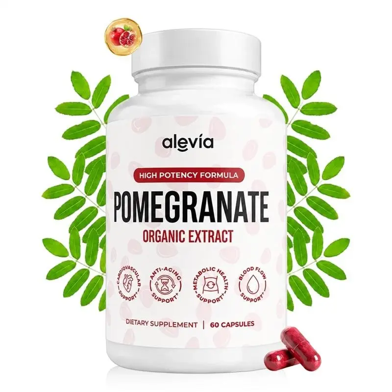 Alevia Pomegranate Capsules, 60 Count, Organic Pomegranate Extract, Antioxidant Dietary Supplement for Daily Nutrition
